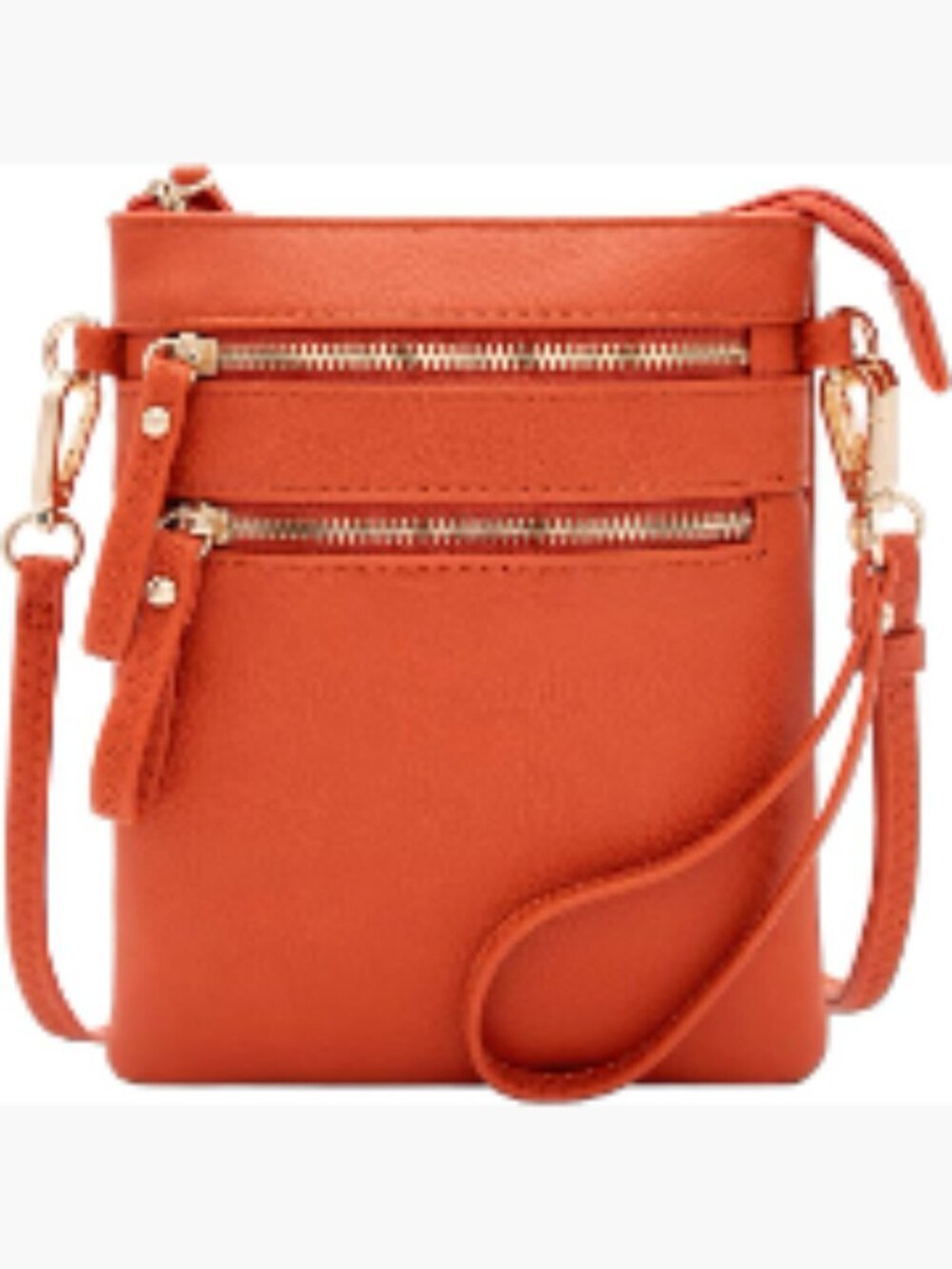 Small Crossbody Bag with Multiple Zip Pockets and Detachable Wristlet